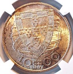 NGC MS64 Portugal 10 escudos 1940 coin (SILVER!)