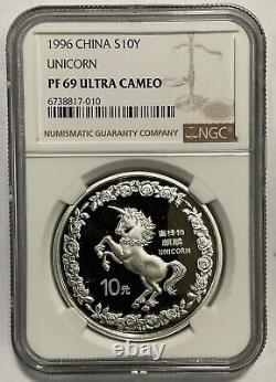 NGC PF69 1996 China 10YUAN Silver coin 1996 China Unicorn 1oz Silver Coin