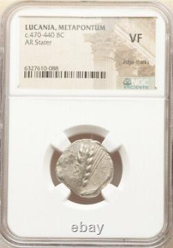 NGC VF Lucania Metapontum Stater Silver Barley Coin 470-440 BC Ancient Greek