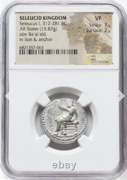 NGC VF Seleucus I Nicator SELEUCID KINGDOM 312-281 BC Stater Babylonia Lion Coin