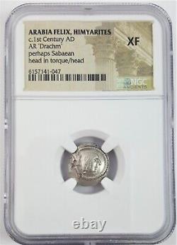 NGC XF EXTREMELY FINE Arabia Felix Himyarites AR Drachm Silver Coin 1st Century