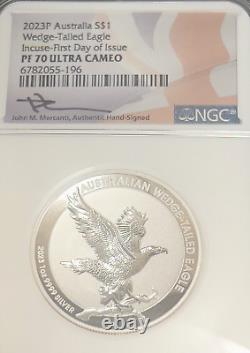 Ngc Pf 70 Fdi Mercanti! 2023 P $1 Australia Proof Silver Wedge Tailed Eagle +ogp