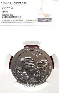 Ngc Sp-70! 2014 P 25c Shawnee 5 Oz Silver Atb Quarter