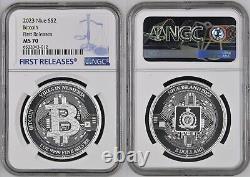 Niue Island 2023 Silver Coin 1 Oz Bitcoin NGC MS 70 First Releases Top Pop $ 2