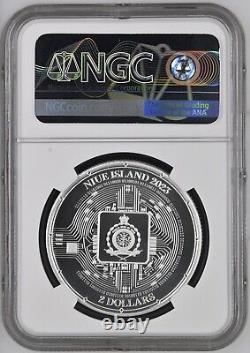 Niue Island 2023 Silver Coin 1 Oz Bitcoin NGC MS 70 First Releases Top Pop $ 2