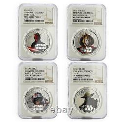 Niue set of 4 coins Star Wars, Yoda, Amidala, Anakin PF-70 NGC silver coin 2012
