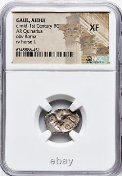 PQ++ Ancient Greek Silver Coin GAUL AEDUI Mid-1st Century BC AR Quinarius NGC XF
