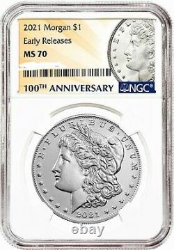 PreSale 2021 Morgan (CC S D O P) & Peace Silver Dollar 6 Coin Set NGC MS70 ER