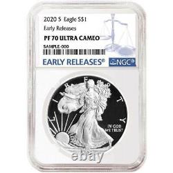 Presale 2020-S Proof $1 American Silver Eagle NGC PF70UC Blue ER Label
