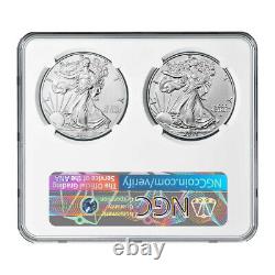 Presale 2021 $1 Type 1 and Type 2 Silver Eagle Set NGC MS70 Blue ER Label