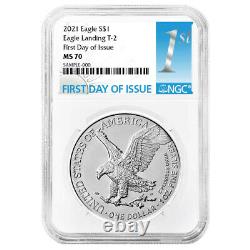 Presale 2021 $1 Type 2 American Silver Eagle NGC MS70 FDI First Label Reverse