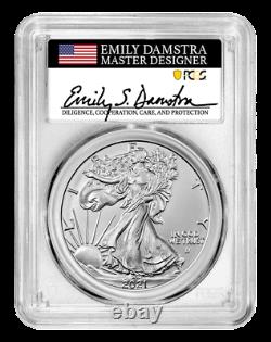 Presale 2021 (S) T2 Silver Eagle PCGS MS70 FS Emergency Issue Emily Damstra
