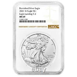 Presale 2021-W Burnished $1 Type 2 American Silver Eagle NGC MS69 Brown Label