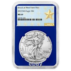 Presale 2022 (W) $1 American Silver Eagle 3pc Set NGC MS69 West Point Star Lab
