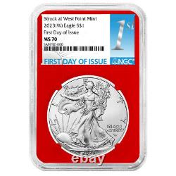 Presale 2023 (W) $1 American Silver Eagle 3pc Set NGC MS70 FDI First Label Red