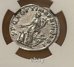 Roman Empire Trajan AD 98-117 AR Denarius NGC XF Ancient Rare Coin