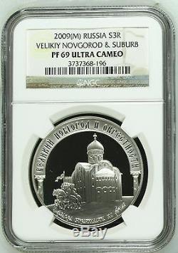 Russia USSR 1988-2009 omplete Set 203 Silver Coins 3 Roubles NGC PF68-70