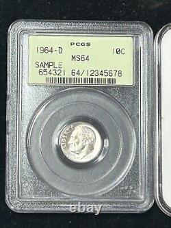 SASA 1963 And 1964-D Roosevelt Dimes Sample Slabs Pcgs Ogh And Ngc Fatty