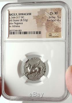 SYRACUSE in SICILY Silver Greek Coin like Corinth Stater Pegasus NGC ChXF i67718