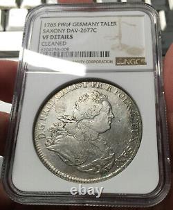 Saxony-Poland 1763 Thaler Silver Coin NGC VF Details