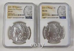 Set Of 6 2021 Morgan & Peace Dollars Ngc Ms69 & Ms70 100th Anniversary Holders