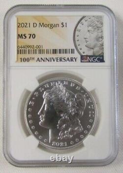 Set Of 6 2021 Morgan & Peace Dollars Ngc Ms69 & Ms70 100th Anniversary Holders