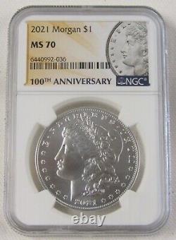 Set Of 6 2021 Morgan & Peace Dollars Ngc Ms69 & Ms70 100th Anniversary Holders