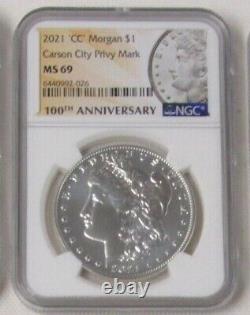 Set Of 6 2021 Morgan & Peace Dollars Ngc Ms69 & Ms70 100th Anniversary Holders