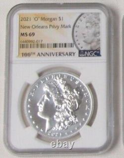 Set Of 6 2021 Morgan & Peace Dollars Ngc Ms69 & Ms70 100th Anniversary Holders