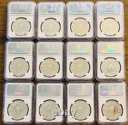 Set of 12 Niue $1 Zodiac Mucha Paintings Colorized 1 oz Silver coins NGC