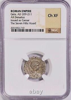 Seven Hills Hoard 2 Coin Set- Geta & Caracalla Silver Denarius NGC Choice XF