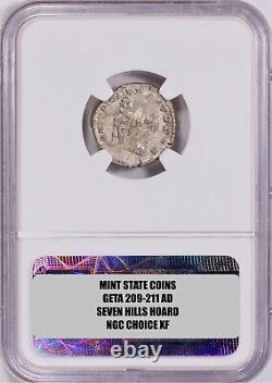 Seven Hills Hoard 2 Coin Set- Geta & Caracalla Silver Denarius NGC Choice XF