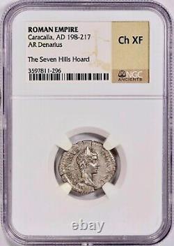 Seven Hills Hoard 2 Coin Set- Geta & Caracalla Silver Denarius NGC Choice XF