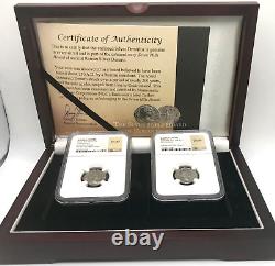 Seven Hills Hoard 2 Coin Set- Geta & Caracalla Silver Denarius NGC Choice XF