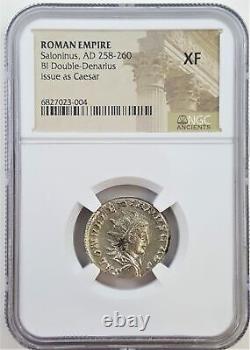 Silver ANT of Saloninus Coin NGC Graded XF Roman Era Treasure