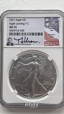 Silver Eagle T-2 MS-70 Thomas Uram Signed RARE Only 400 Signed By T. Uram