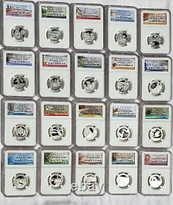 Silver NGC PR70 Ultra Cameo State Park Quarters Set all 56 Coins