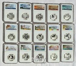 Silver NGC PR70 Ultra Cameo State Park Quarters Set all 56 Coins