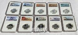 Silver NGC PR70 Ultra Cameo State Park Quarters Set all 56 Coins