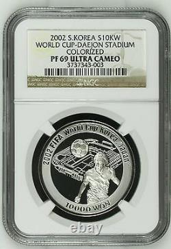 South Korea 2002 Colorized Set 5 Gold/Silver Coins FIFA World Cup Soccer NGC Box