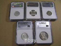 Sweden Lot of 5 NGC Graded Silver Coins, 1926 to 1938, MS65, MS64 (2), MS63 (2)