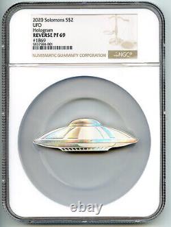 UFO 2020 Solomon Islands Coin $2 Hologram NGC PF 69 Silver Flying Saucer CA472