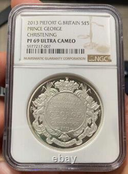 UK £5 2013 Silver Piefort Coin NGC PF69UC Prince George Christening